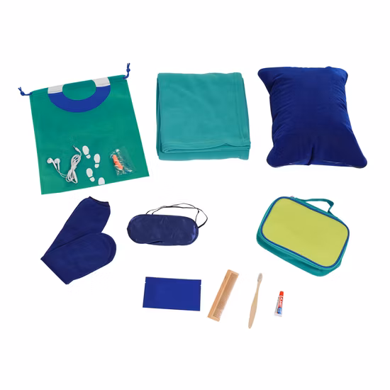 Kits de amenidades de companhias aéreas sustentáveis ​​Kit de viagem de bolsa de avião de viagem